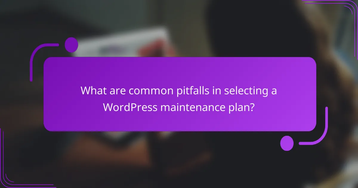 What are common pitfalls in selecting a WordPress maintenance plan?