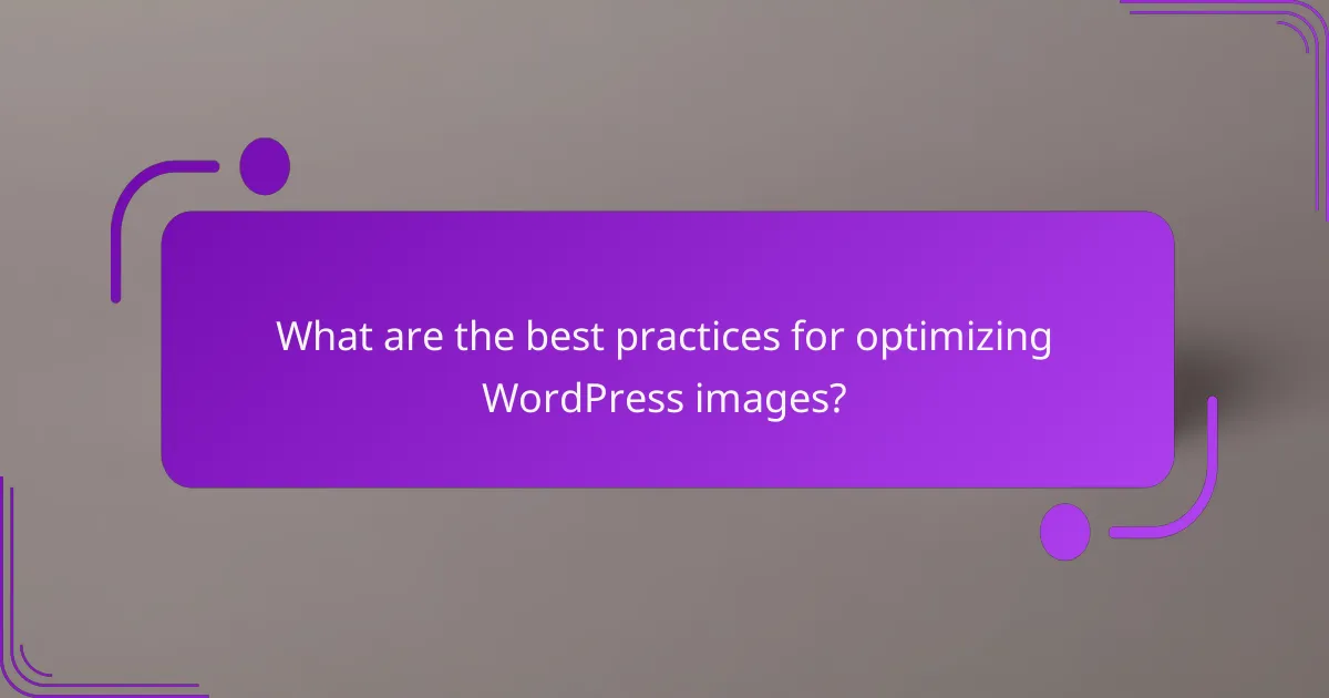 What are the best practices for optimizing WordPress images?